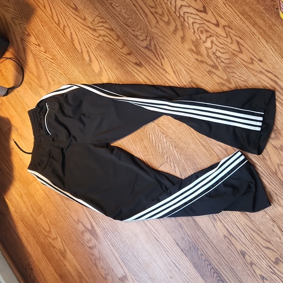 Adidas Joggers Men's Black and White Stripes Pockets - Picture 3 of 5